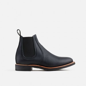 Red Wing 6-inch Chelsea Short Boot in Black Boundary Leather | 82JMSIEOD