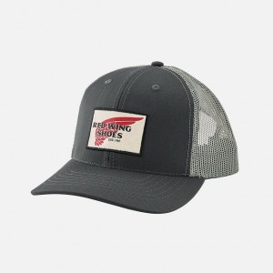 Red Wing Embroidered Logo Mesh Ball Cap in Charcoal Gray | 82DKVXBMN