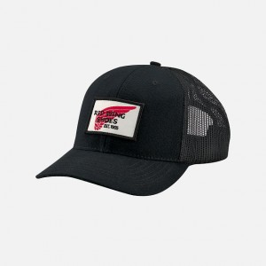 Red Wing Embroidered Logo Mesh Ball Cap in Black | 76YMFPGDN