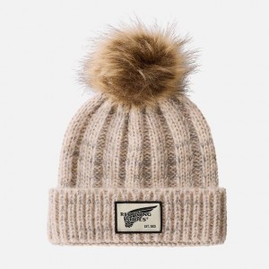 Red Wing Knit Pom Beanie Hat in Cream | 68QTAZMSN