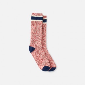 Red Wing Wool Blend Ragg Crew Socks in Red/Navy Wool Blend | 86XYSZQBK