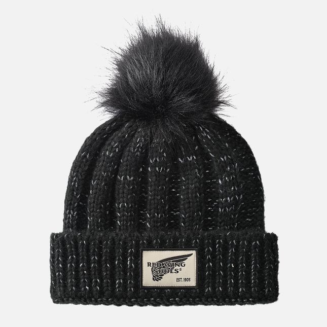 Red Wing Knit Pom Beanie Hat in Black | 58RHSFTUY